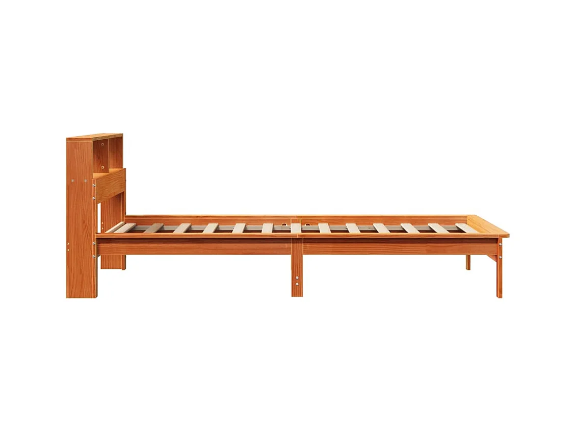 Lit bibliothèque sans matelas cire marron 75x190 cm pin massif