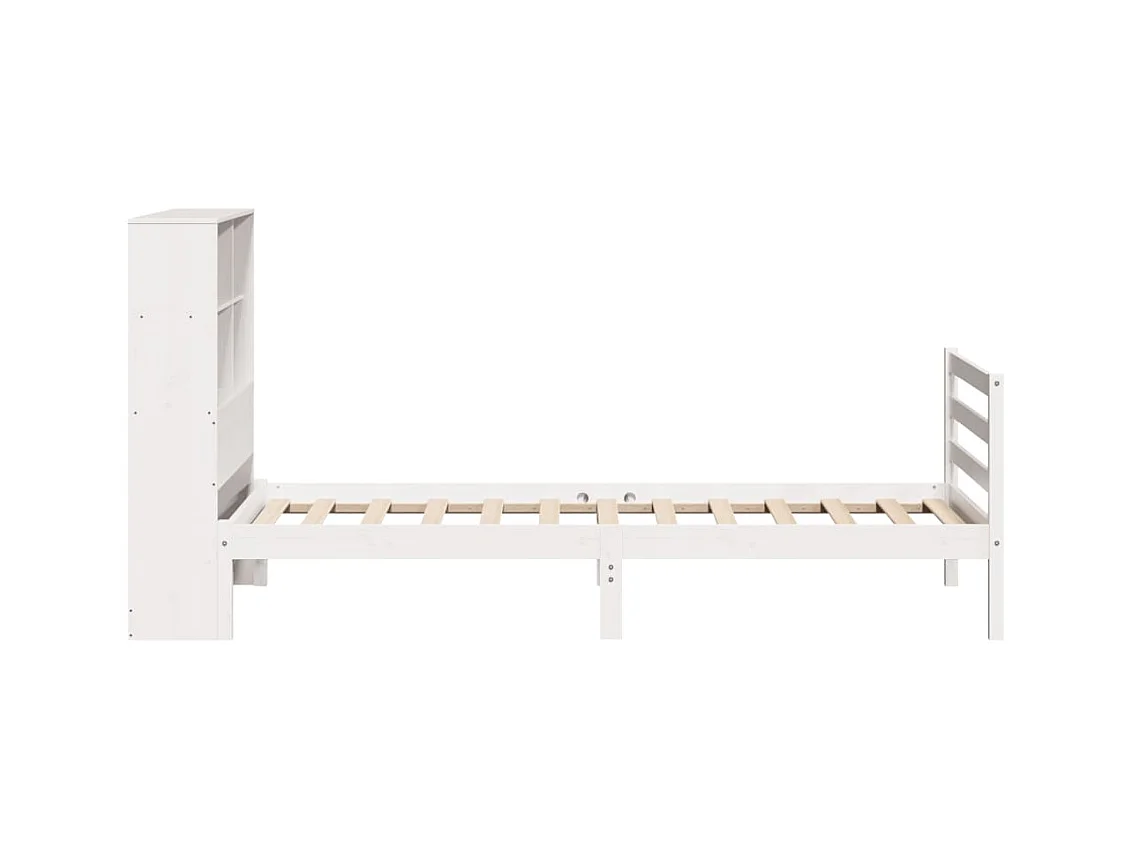 Letto Libreria senza Materasso Bianco 90x190 cm Massello Pino