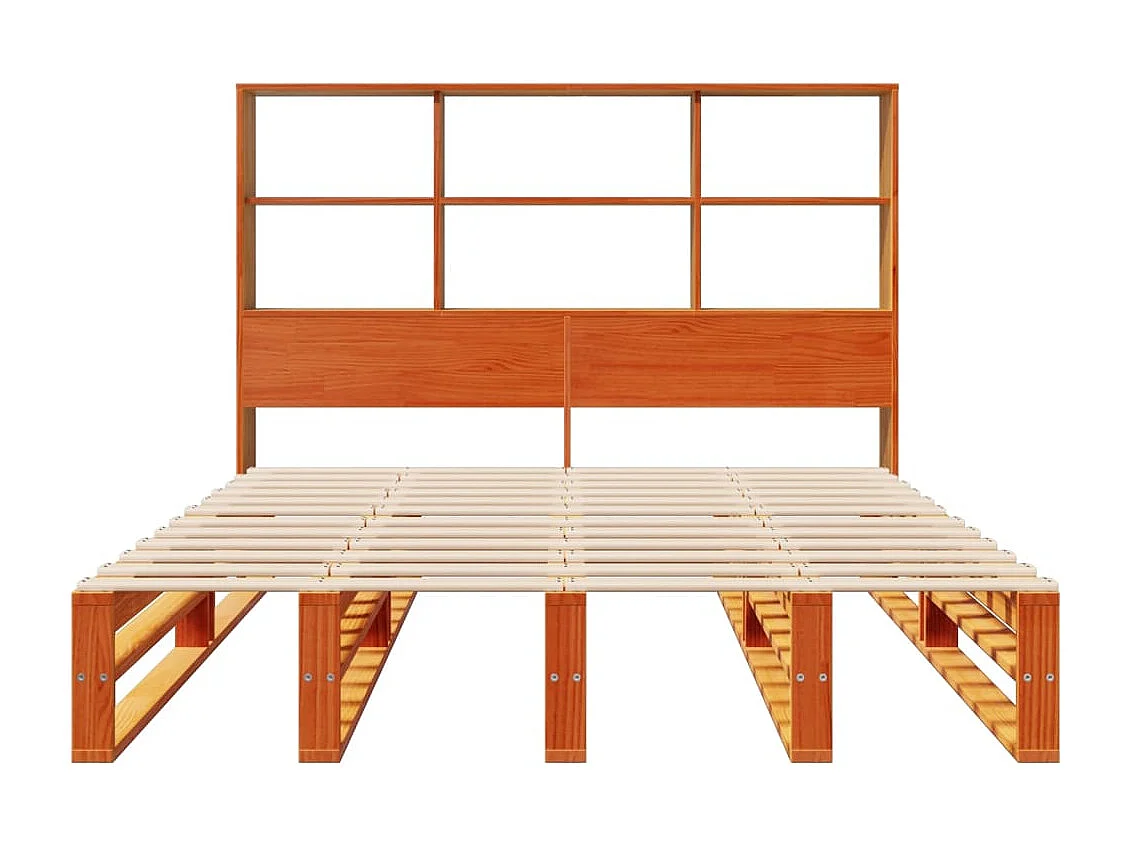 Massivholzbett ohne Matratze Wachsbraun 140x190 cm Massivholz