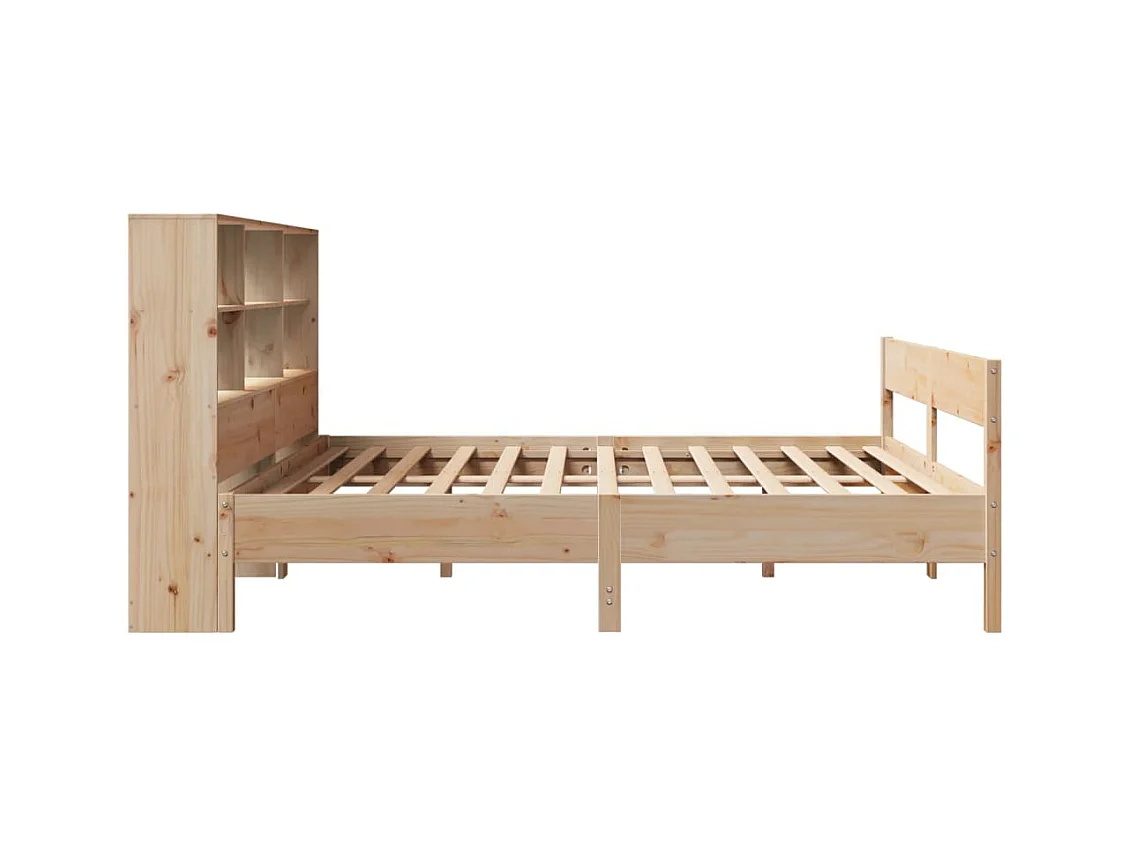 Lit bibliothèque sans matelas 180x200 cm bois massif de pin