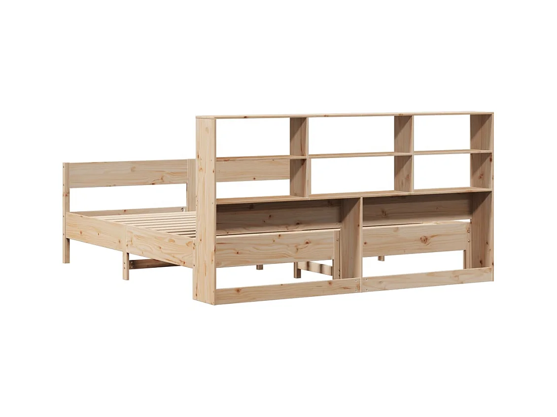 Lit bibliothèque sans matelas 180x200 cm bois massif de pin