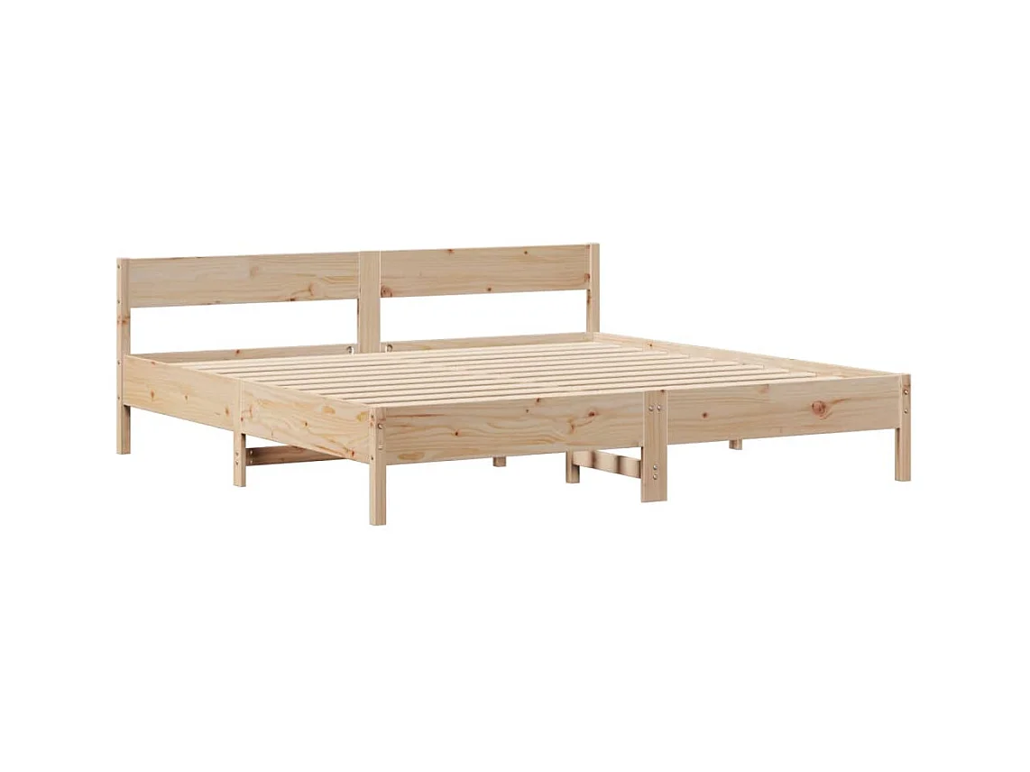 Lit bibliothèque sans matelas 180x200 cm bois massif de pin
