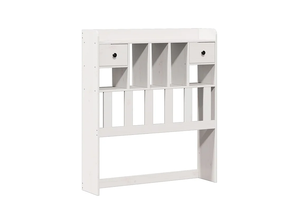 Lit bibliothèque sans matelas blanc 90x200cm bois de pin massif