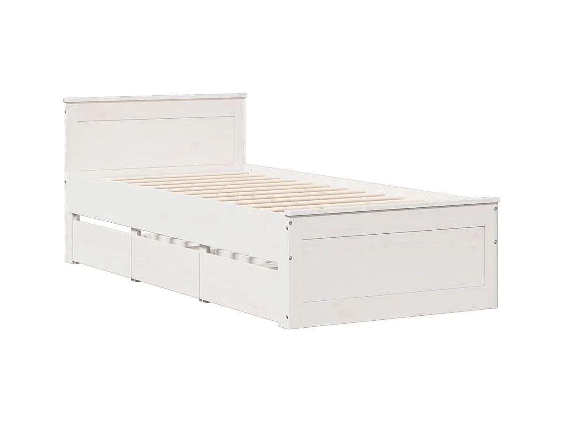 Lit bibliothèque sans matelas blanc 90x200cm bois de pin massif