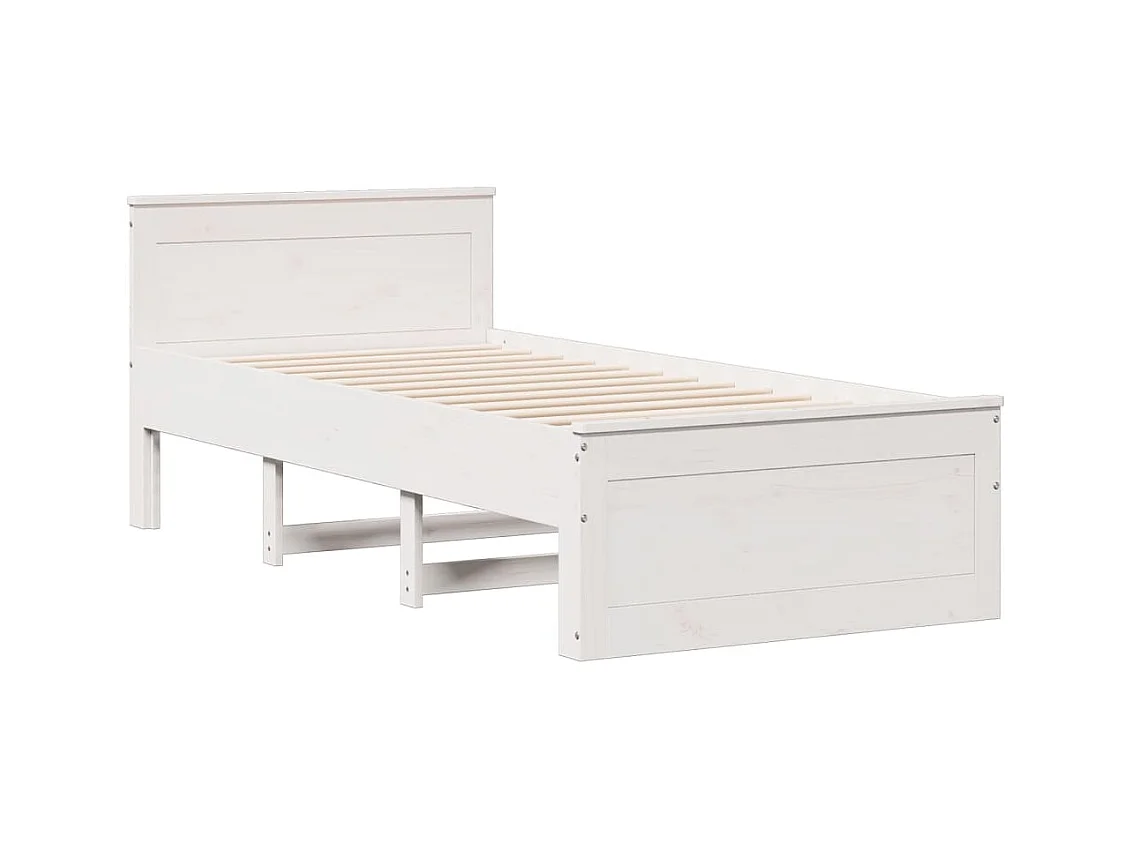 Lit bibliothèque sans matelas blanc 90x200cm bois de pin massif