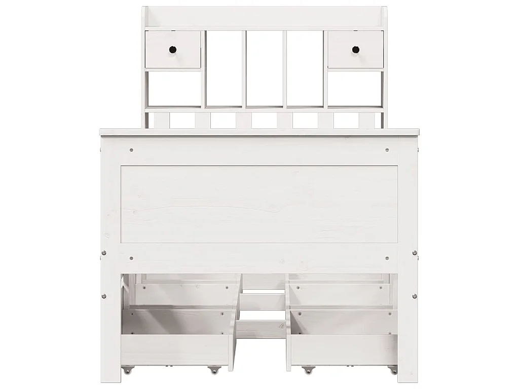 Bed met boekenkast zonder matras grenenhout wit 90x200 cm