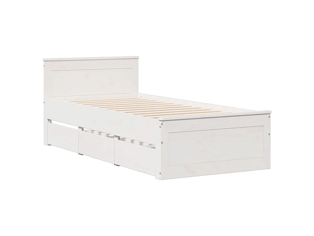 Bed met boekenkast zonder matras grenenhout wit 90x200 cm