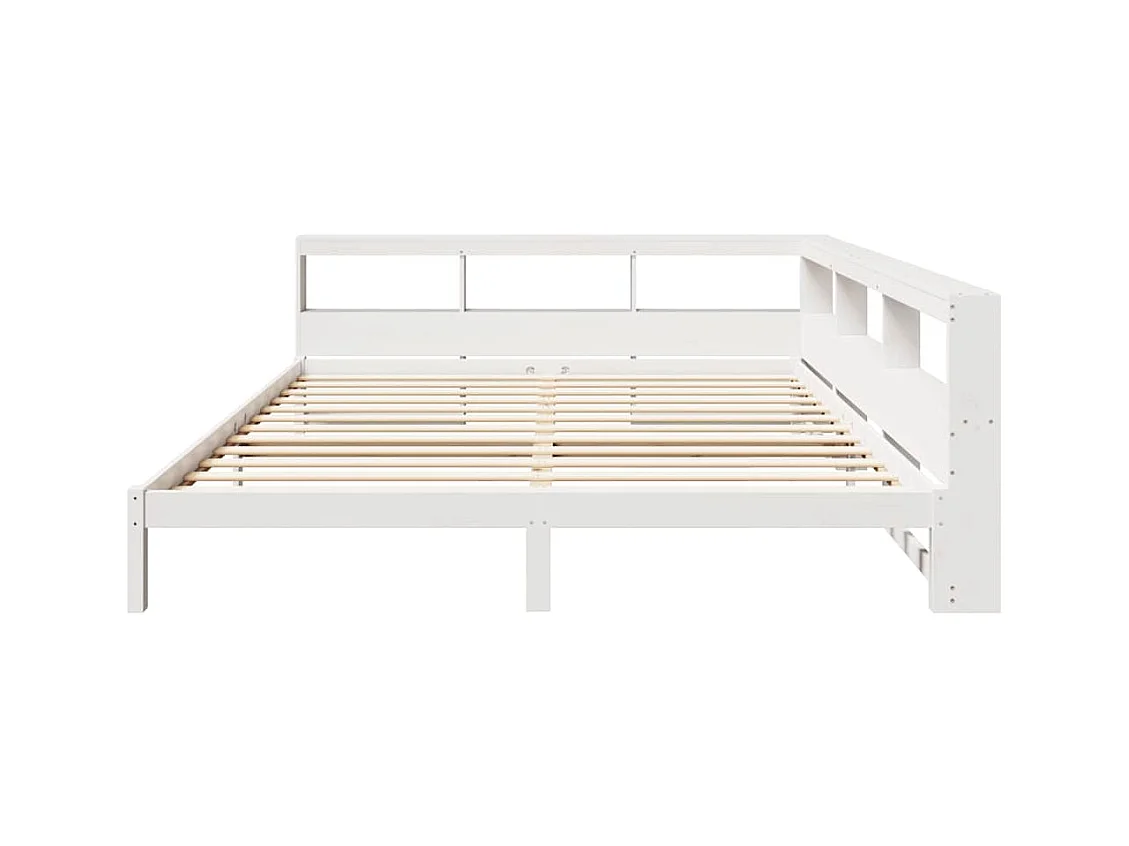 Massivholzbett mit Regal ohne Matratze Weiß 180x200 cm Kiefer