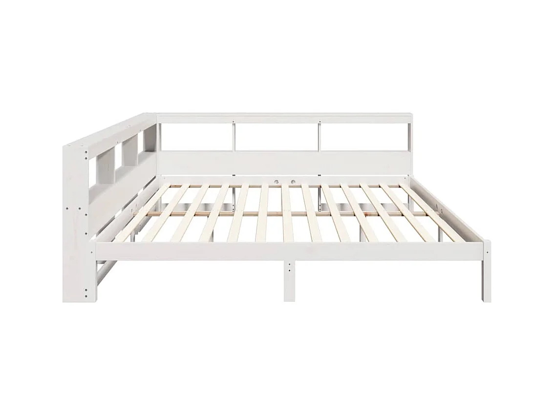 Massivholzbett mit Regal ohne Matratze Weiß 180x200 cm Kiefer