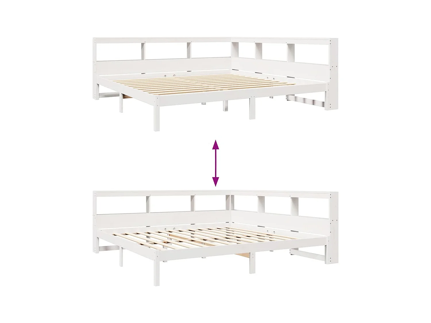 Massivholzbett mit Regal ohne Matratze Weiß 180x200 cm Kiefer