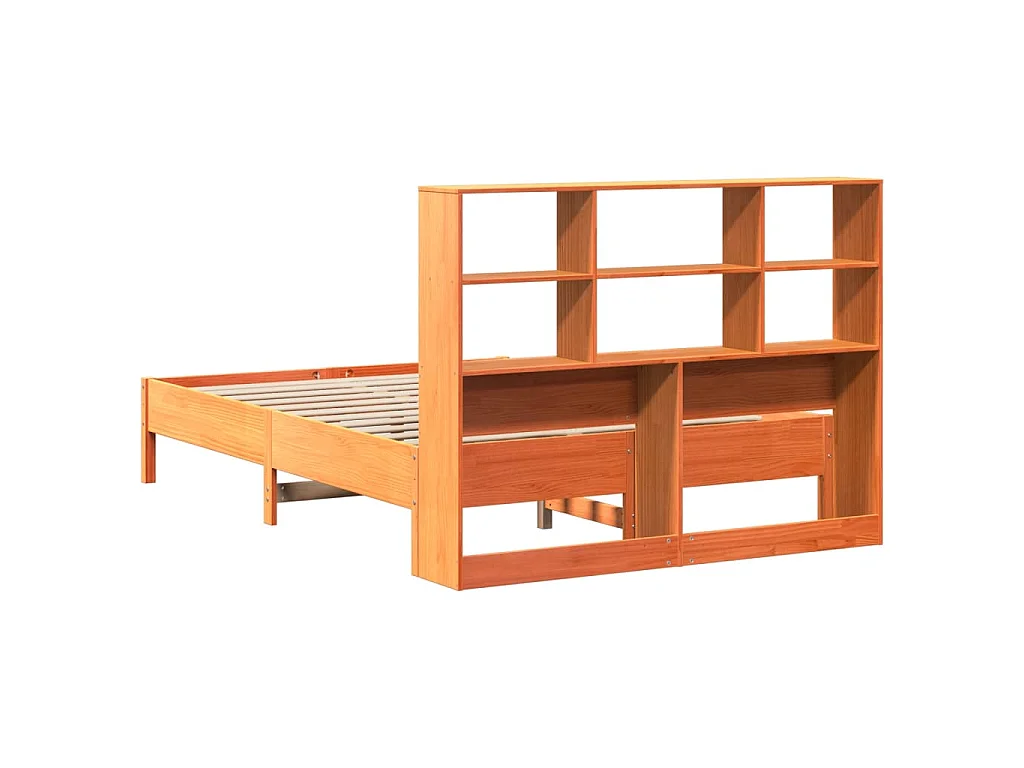 Letto Libreria senza Materasso Marrone Cera 160x200 cm in Pino