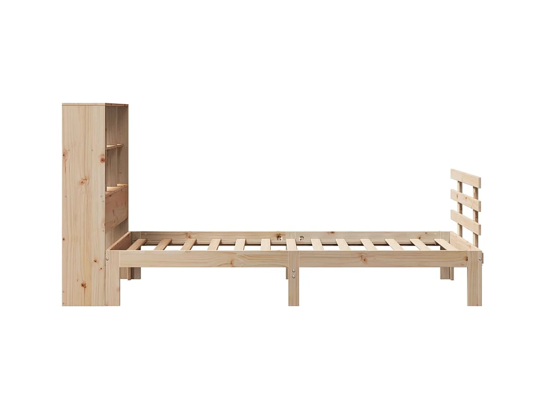 Lit bibliothèque sans matelas 90x200 cm bois de pin massif