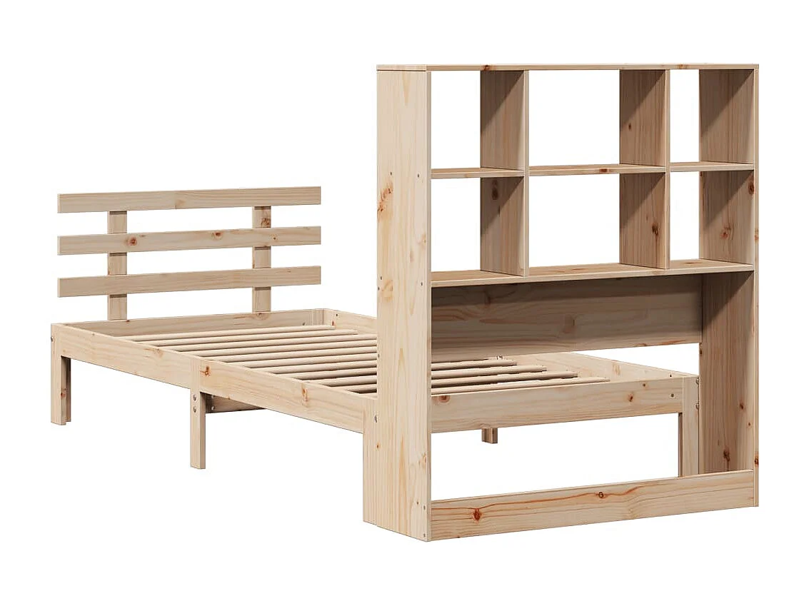 Massivholzbett mit Regal ohne Matratze 90x200 cm Kiefer