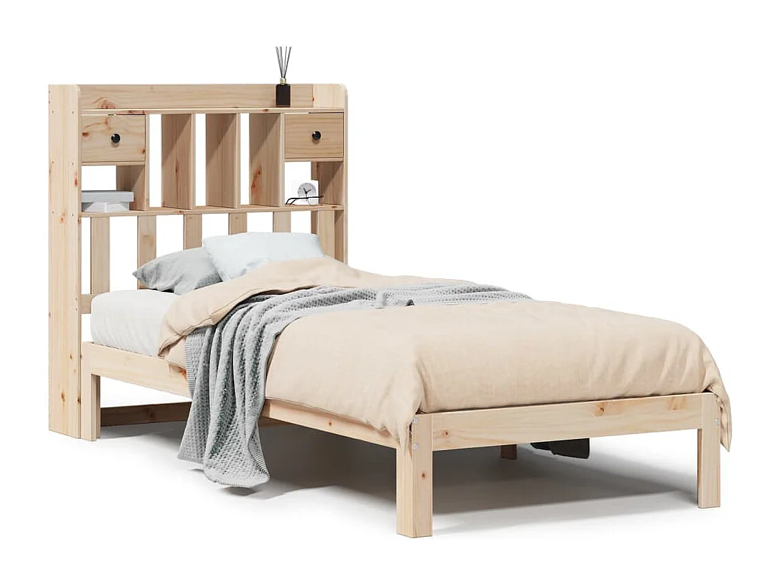 Lit bibliothèque sans matelas 75x190 cm bois de pin massif