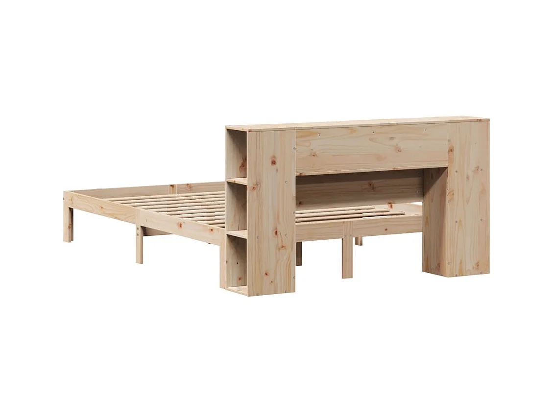 Lit bibliothèque sans matelas 140x190 cm bois de pin massif