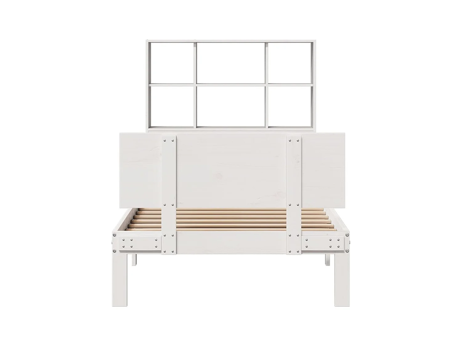 Lit bibliothèque sans matelas blanc 90x200cm bois de pin massif