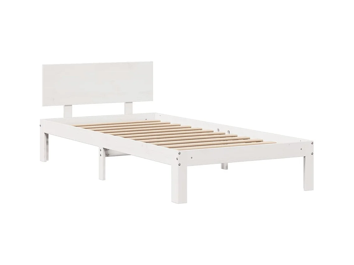 Lit bibliothèque sans matelas blanc 90x200cm bois de pin massif