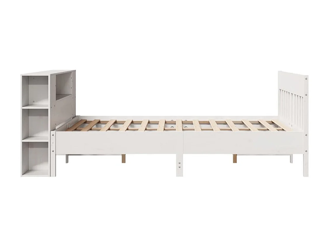 Bed met boekenkast zonder matras grenenhout wit 120x190 cm