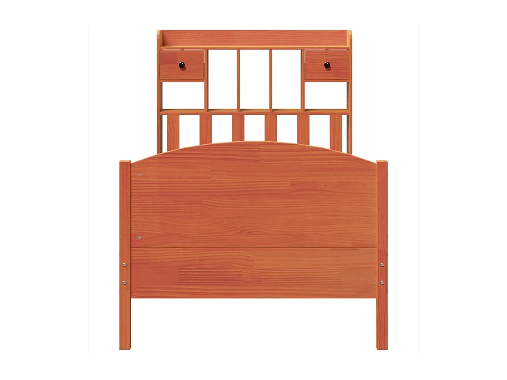 Lit bibliothèque sans matelas cire marron 75x190 cm pin massif