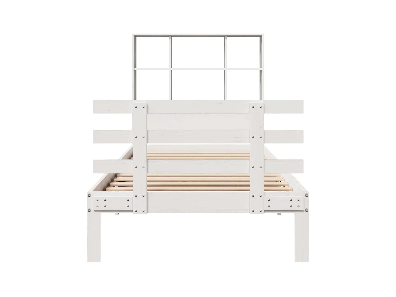 Lit bibliothèque sans matelas blanc 90x190cm bois de pin massif