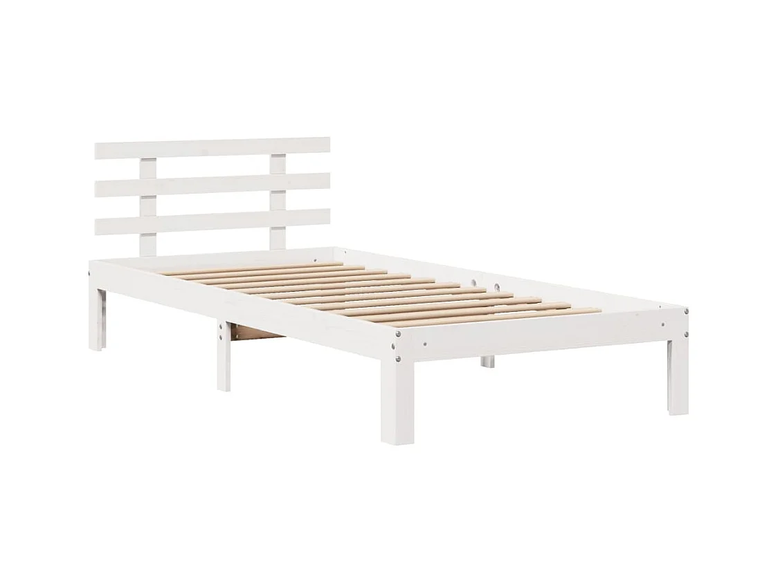 Lit bibliothèque sans matelas blanc 90x190cm bois de pin massif