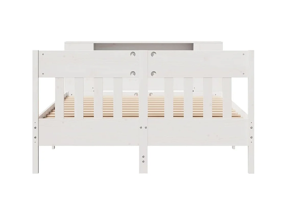 Lit bibliothèque sans matelas blanc 120x200 cm bois pin massif