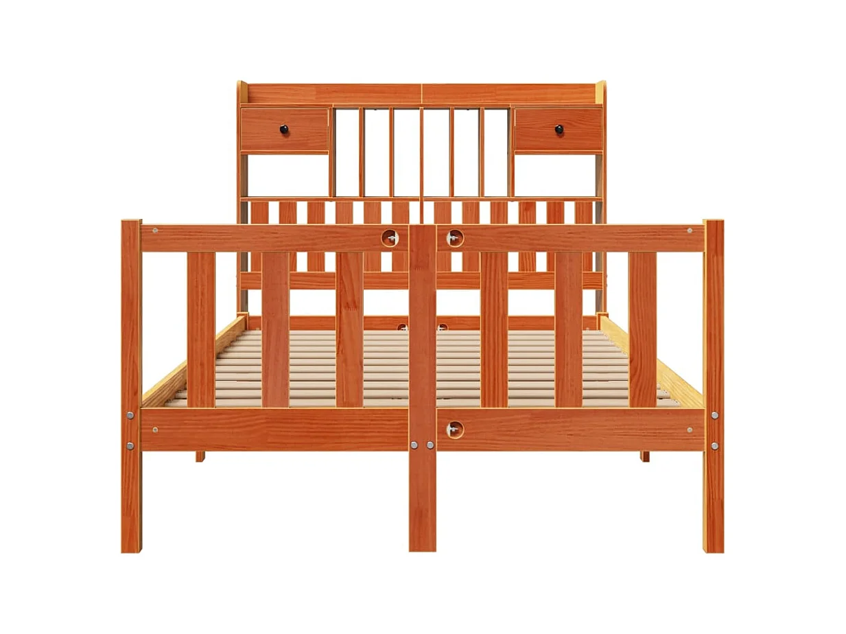 Cama com estante sem colchão 135x190 cm pinho maciço