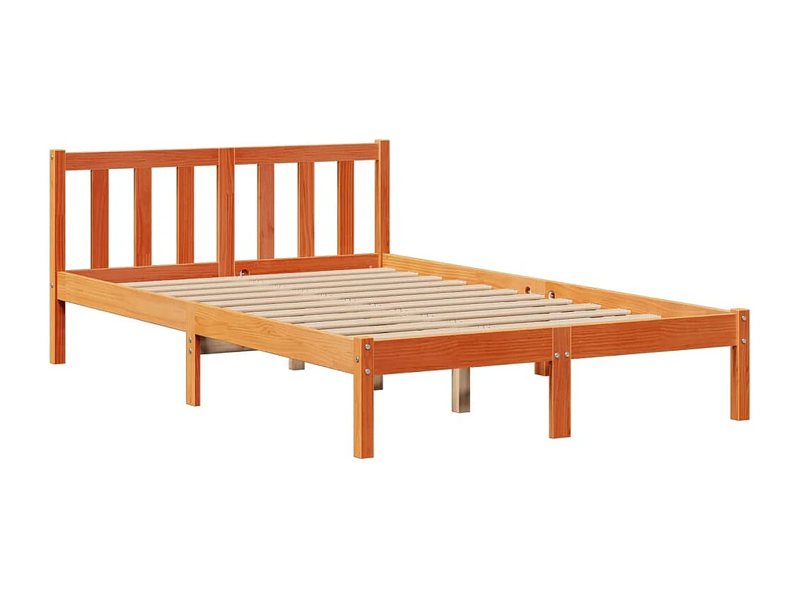 Bed met boekenkast zonder matras grenenhout wasbruin 135x190 cm