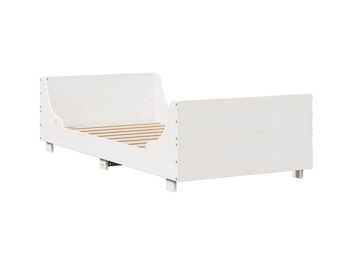 Lit bibliothèque sans matelas blanc 90x190 cm bois massif