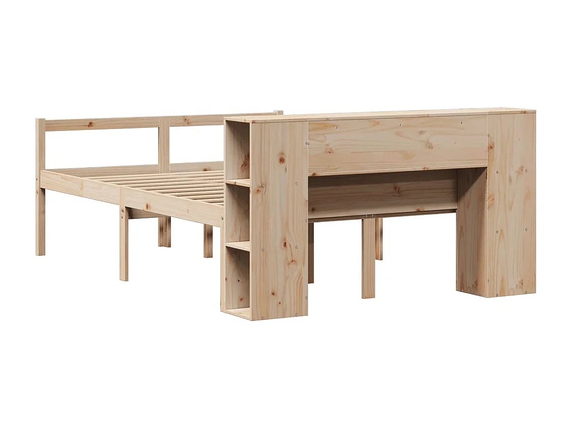 Bed met boekenkast zonder matras massief grenenhout 140x200 cm