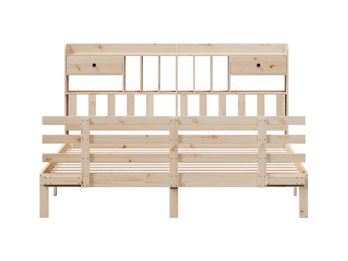 Lit bibliothèque sans matelas 180x200 cm bois massif de pin