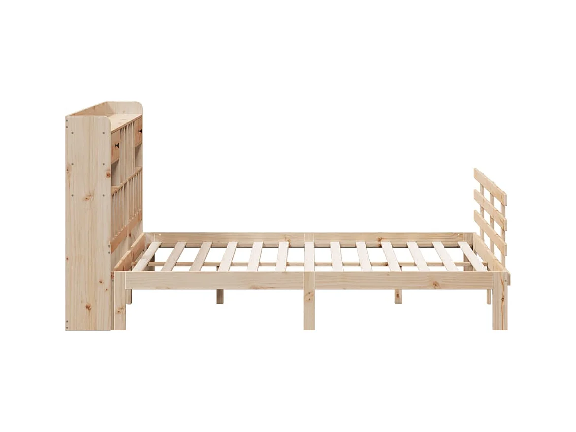 Lit bibliothèque sans matelas 180x200 cm bois massif de pin
