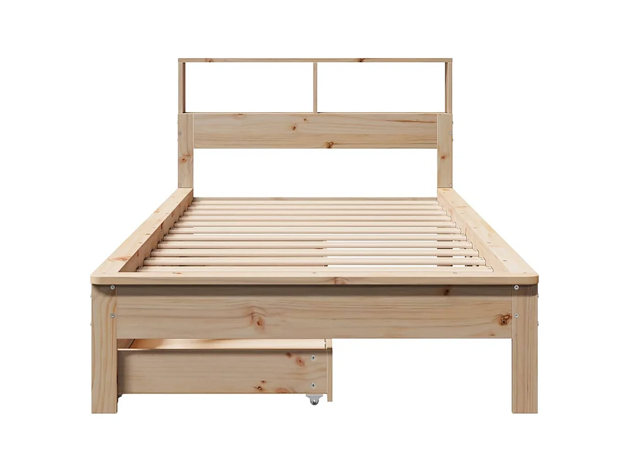 Lit bibliothèque sans matelas 90x200 cm bois de pin massif