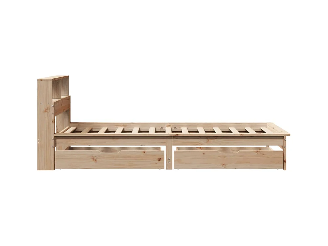 Lit bibliothèque sans matelas 90x200 cm bois de pin massif
