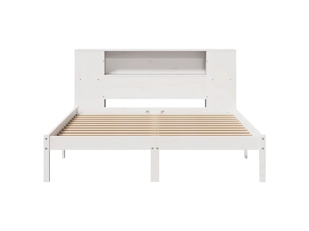 Massivholzbett mit Regal ohne Matratze Weiß 120x200 cm Kiefer