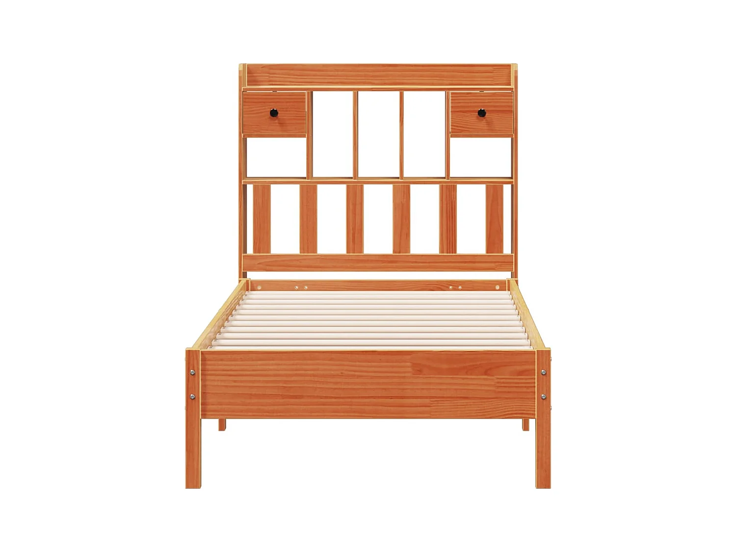 Lit bibliothèque sans matelas cire marron 75x190 cm pin massif