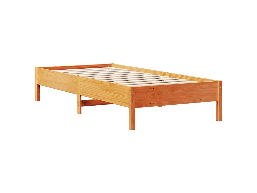 Massivholzbett mit Regal ohne Matratze Wachsbraun 75x190 cm