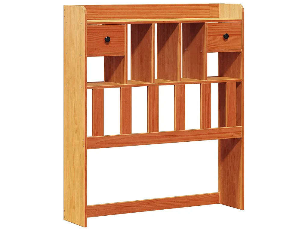 Massivholzbett mit Regal ohne Matratze Wachsbraun 75x190 cm