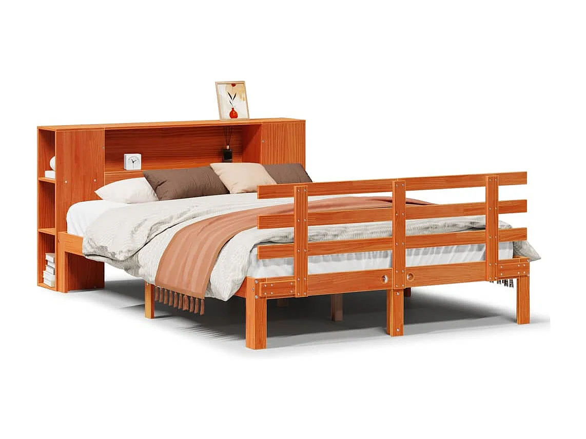 Cama com estante sem colchão 150x200 cm pinho maciço