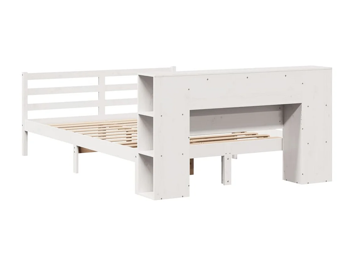 Bed met boekenkast zonder matras grenenhout wit 140x200 cm