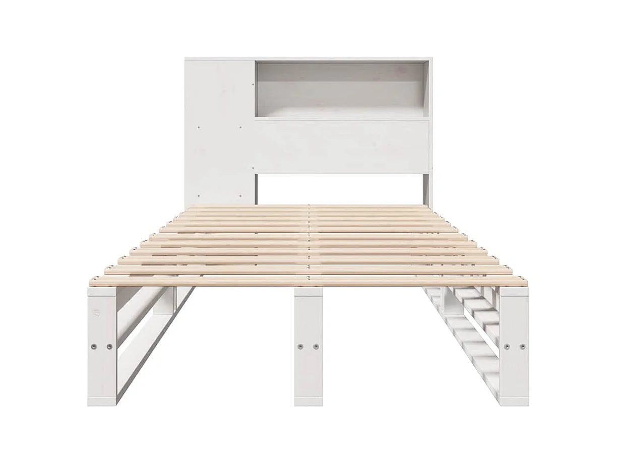 Lit bibliothèque sans matelas blanc 90x200 cm bois massif