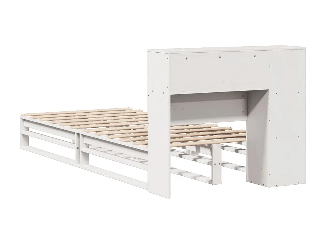 Bed met boekenkast zonder matras massief hout wit 90x200 cm
