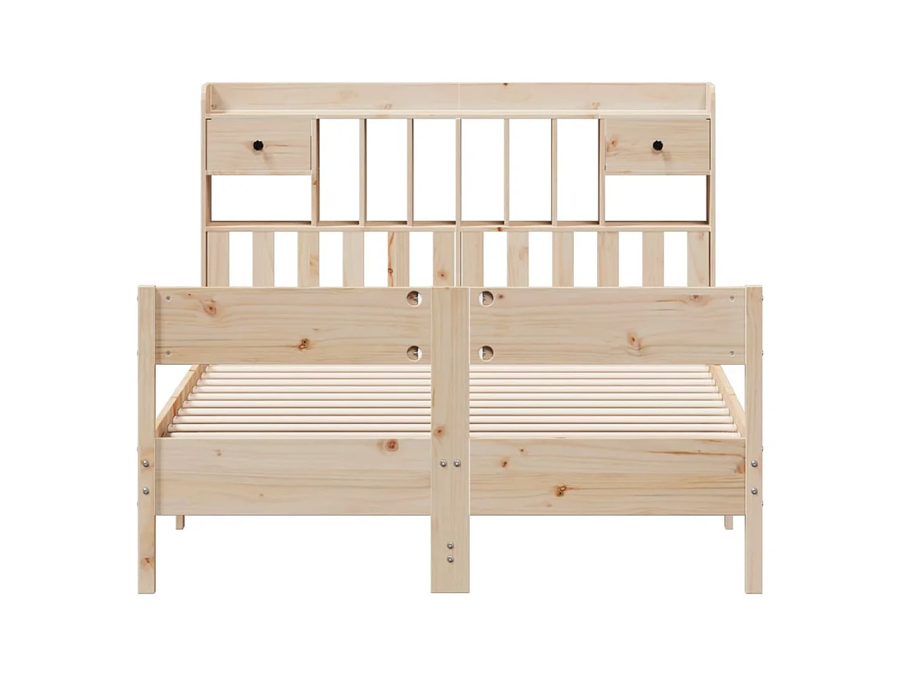 Lit bibliothèque sans matelas 150x200 cm bois massif de pin