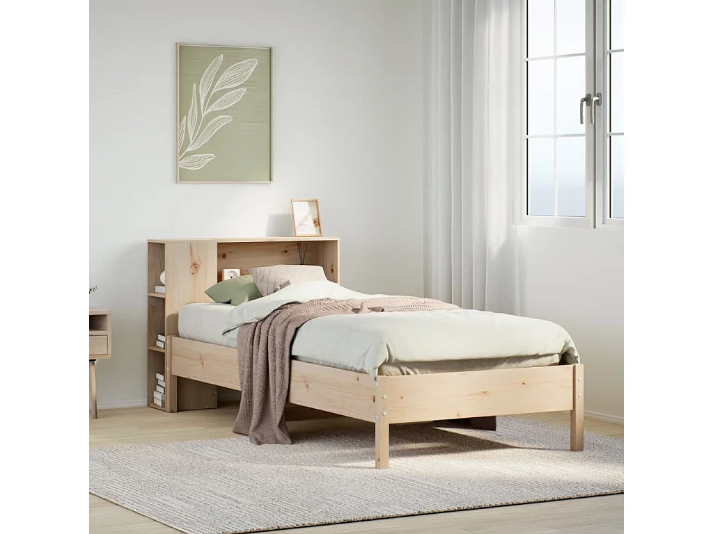 Giroletto con Libreria senza Materasso 75x190 cm in Legno Pino