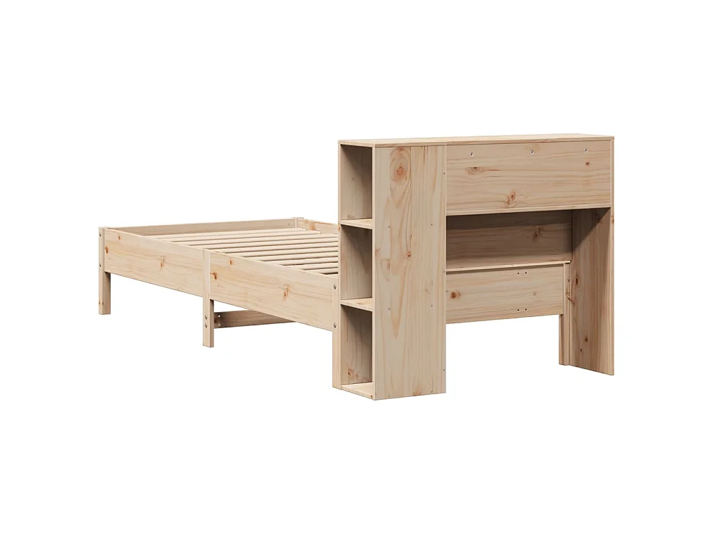 Giroletto con Libreria senza Materasso 75x190 cm in Legno Pino