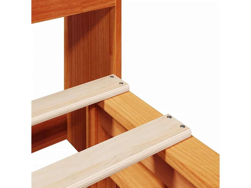 Lit bibliothèque sans matelas cire marron 135x190cm bois massif