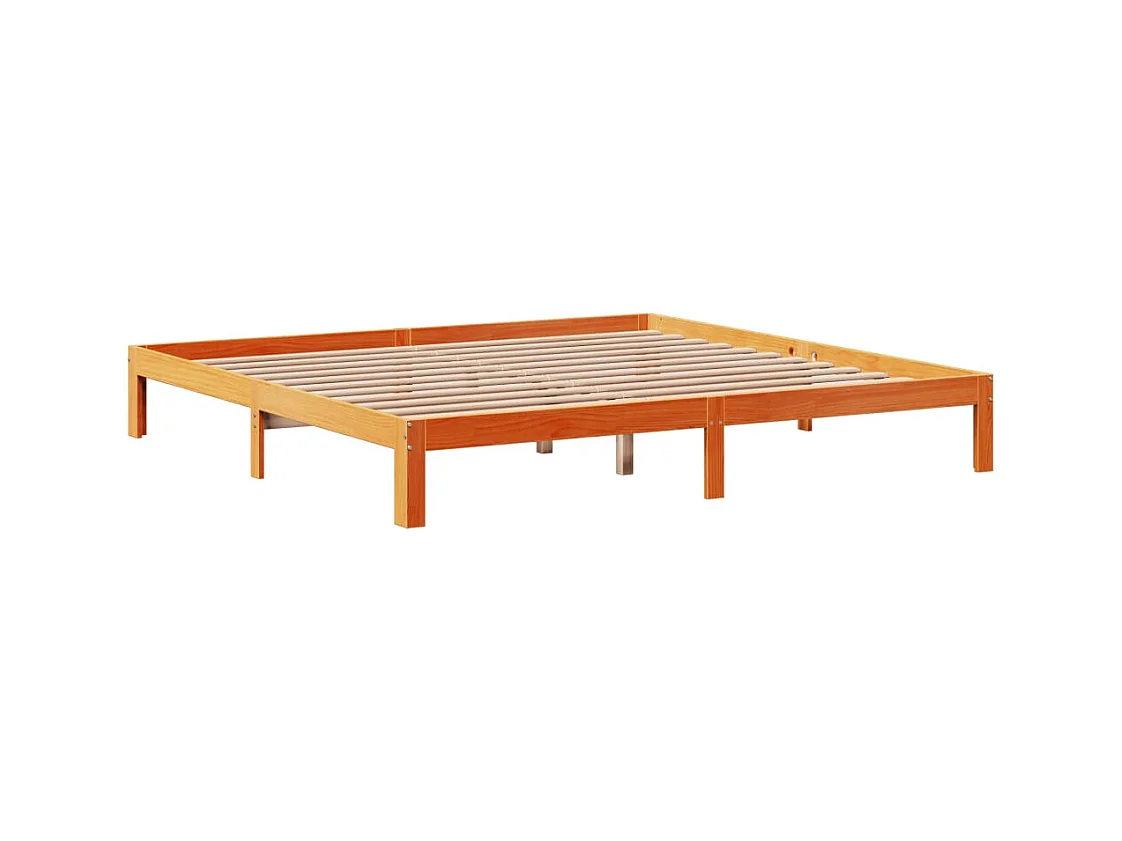 Massivholzbett mit Regal ohne Matratze Wachsbraun 180x200 cm