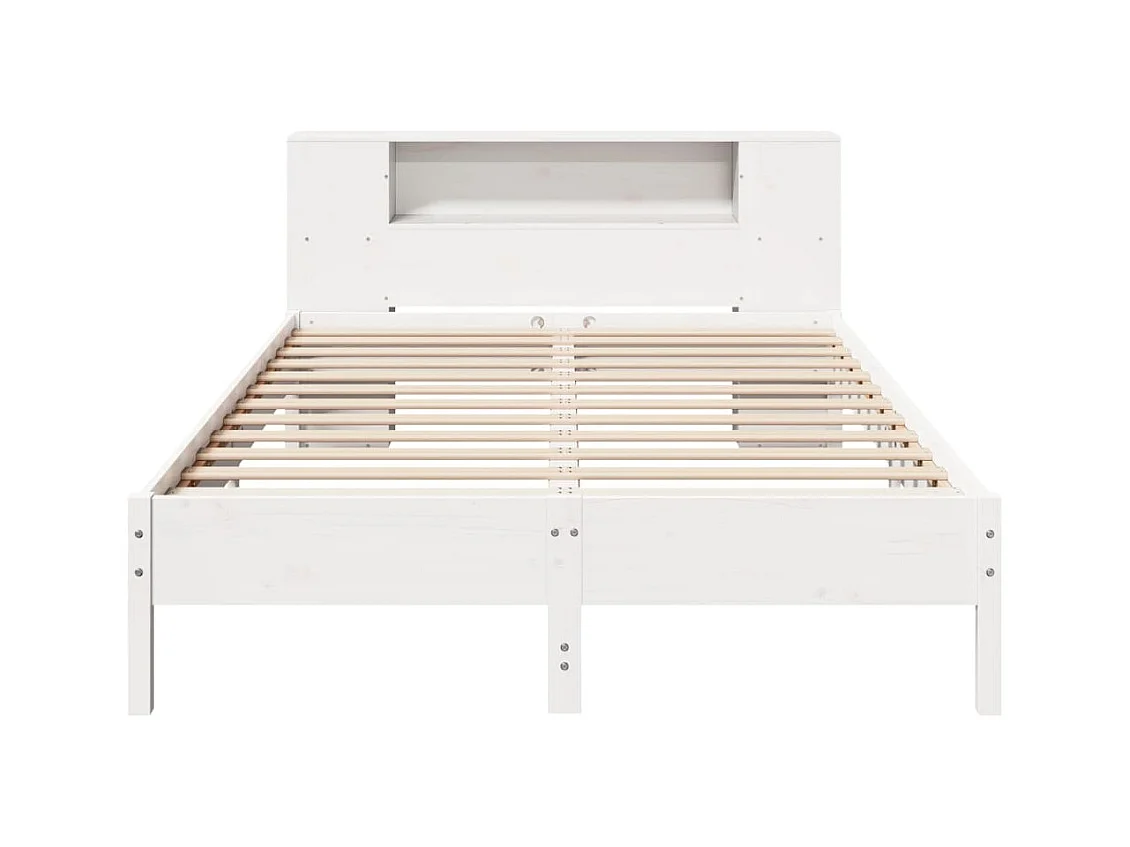 Lit bibliothèque sans matelas blanc 120x200 cm bois pin massif
