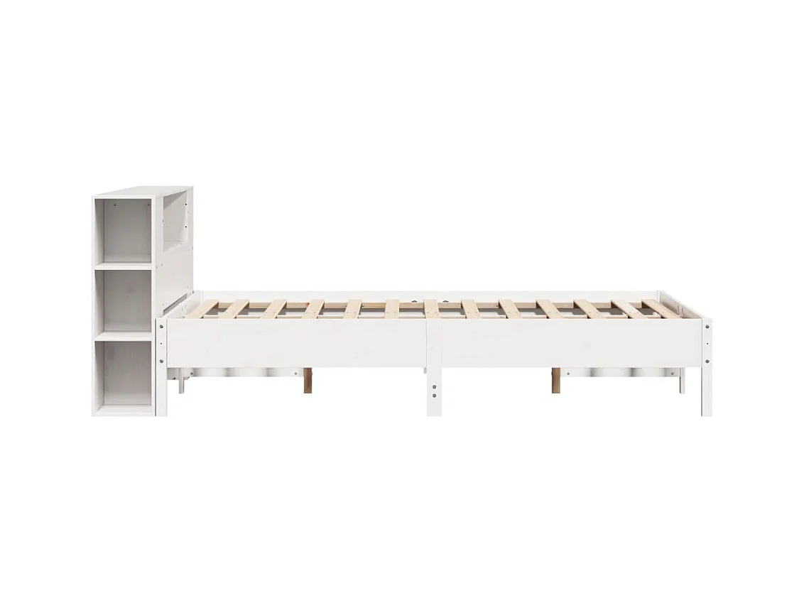 Lit bibliothèque sans matelas blanc 120x200 cm bois pin massif