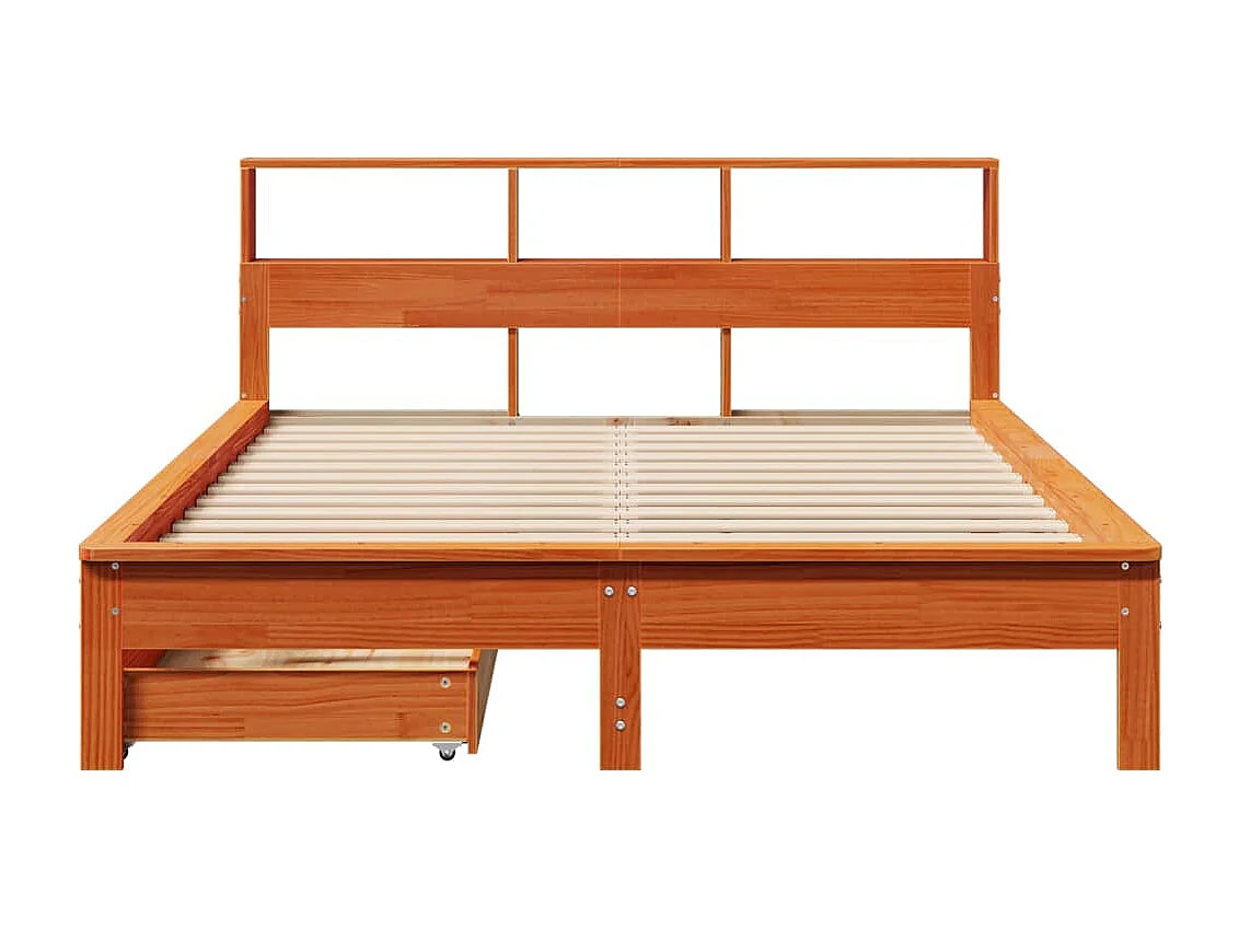 Lit bibliothèque sans matelas cire marron 120x200 cm pin massif